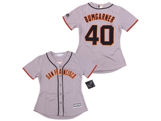 Women San Francisco Giants 40 Madison Bumgarner Baseball Jersey Gray / on Front