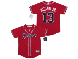 Youth Atlanta Braves 13 Ronald Acuna Jr. Baseball Jersey Red