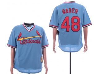 St. Louis Cardinals #48 Harrison Bader Throwback Jersey Blue