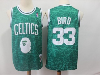 Bape x Boston Celtics 33 Larry Bird Basketball Jersey Green