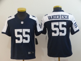 Youth Dallas Cowboys 55 Leighton Vander Esch Blue Thanksgiving Limited Jersey