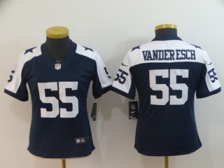 Womens Dallas Cowboys 55 Leighton Vander Esch Blue Thanksgiving Limited Jersey