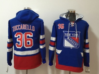 New York Rangers 36 Mats Zuccarello Hockey Hoodie Blue