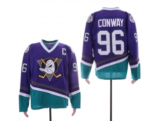 Anaheim Mighty Ducks #96 Charlie Conway Movie Hockey Jersey Purple