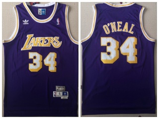Los Angeles Lakers 34 Shaquille O'Neal Throwback Jersey Purple