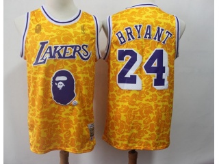 BAPE x Mitchell & Ness Los Angeles Lakers #24 Kobe Bryant Swingman Jersey Yellow