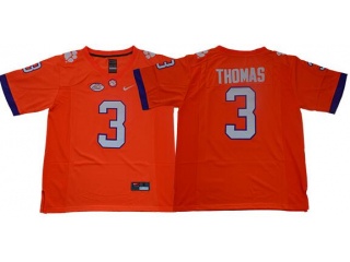 Clemson Tigers #3 Xavier Thomas Limited College Football Jersey Orange
