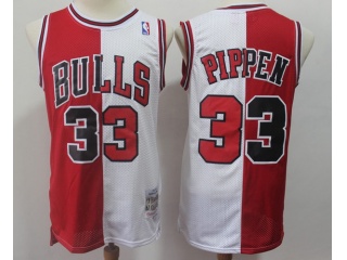 Custom Chicago Bulls #33 Scottie Pippen Split Throwback Jersey Red/White