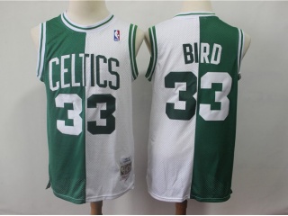 Boston Celtics #33 Larry Bird Throwback Basketball Jersey White/Green Split