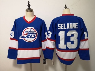 Winnipeg Jets 13 Teemu Selanne Hockey Jersey Blue