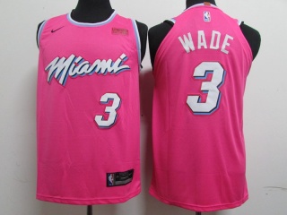 Nike Miami Heat 3 Dwyane Wade Basketball Jersey Pink Earned Edition Player