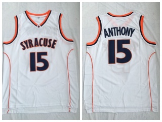 Syracuse Orange 15 Carmelo Anthony College Basketball Jersey White