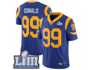 Los Angeles Rams 99 Aaron Donald Super Bowl LIII Vapor Limited Jersey Light Blue