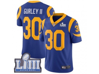 Los Angeles Rams 30 Todd Gurley Super Bowl LIII Vapor Limited Jersey Light Blue