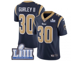 Los Angeles Rams 30 Todd Gurley Super Bowl LIII Vapor Limited Jersey Navy Blue