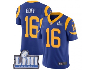 Los Angeles Rams 16 Jared Goff Super Bowl LIII Vapor Limited Jersey Light Blue