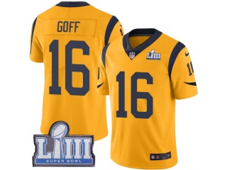 Los Angeles Rams 16 Jared Goff Super Bowl LIII Color Rush Limited Jersey Gold