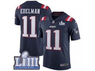 New England Patriots 11 Julian Edelman Super Bowl LIII Color Rush Limited Jersey Blue