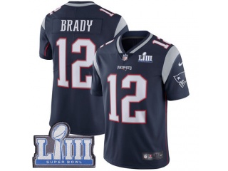 New England Patriots 12 Tom Brady Super Bowl LIII Vapor Limited Jersey Blue