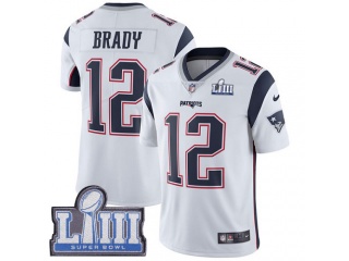 New England Patriots 12 Tom Brady Super Bowl LIII Vapor Limited Jersey White