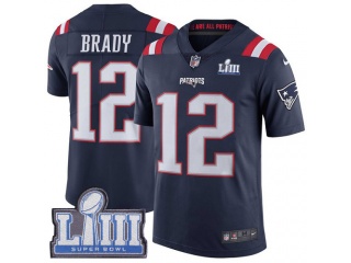 New England Patriots 12 Tom Brady Super Bowl LIII Color Rush Limited Jersey Blue