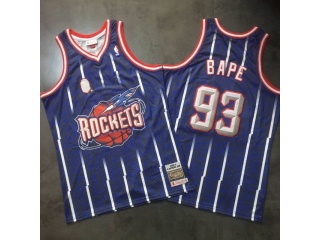 BAPE x Mitchell & Ness Houston Rockets #93 Bape Basketball Jersey Blue