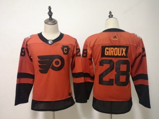 Womens Philadelphia Flyers 28 Claude Giroux 2019 Stadium Series Hockey Jersey Orange