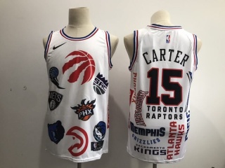 Supreme x Toronto Raptors 15 Vince Carter NBA Team Logo Basketball Jersey White