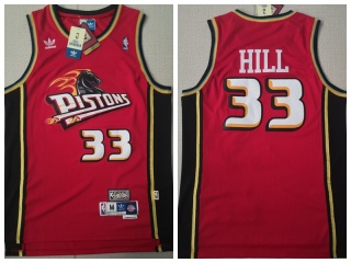 Detroit Pistons 33 Grant Hill Throwback Basketball Jersey Red