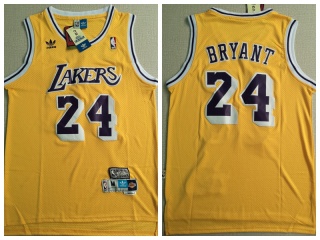 Los Angeles Lakers 24 Kobe Bryant Throwback Jersey Yellow	