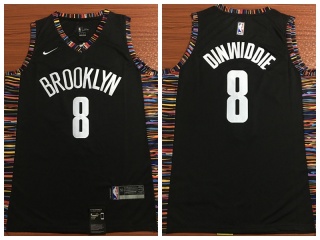 Nike Brooklyn Nets 8 Spencer Dinwiddie Basketball Jersey Black City