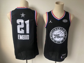 2019 All Star Philadelphia 76ers 21 Joel Embiid Basketball Jersey Black