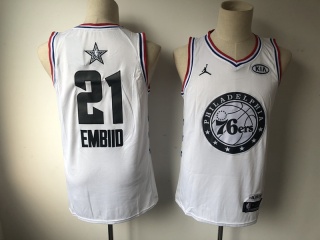 2019 All Star Philadelphia 76ers 21 Joel Embiid Basketball Jersey White