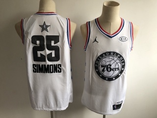 2019 All Star Philadelphia 76ers 25 Ben Simmons Basketball Jersey White