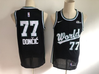 Dallas Mavericks 77 Luka Doncic Youngster World Basketball Jersey Black