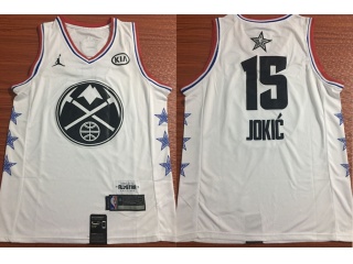 2019 All Star Denver Nuggets 15 Nikola Jokic Basketball Jersey White