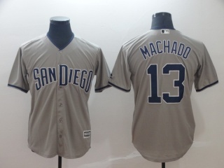 San Diego Padres #13 Manny Machado Cool Base Jersey Grey