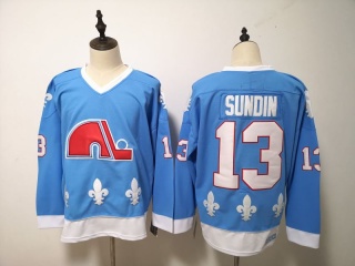 Quebec Nordiques 13 Mats Sundin Throwback Hockey Jersey Light Blue