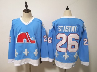 Quebec Nordiques 26 Peter Stastny Throwback Hockey Jersey Light Blue