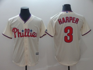 Philadelphia Phillies 3 Bryce Harper Cool Base Baseball Jersey Cream