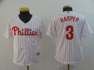 Youth Philadelphia Phillies 3 Bryce Harper Baseball Jersey White