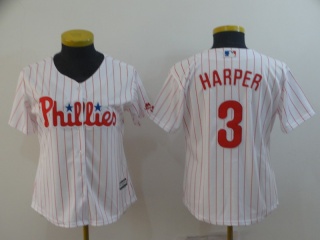Womens Philadelphia Phillies 3 Bryce Harper Baseball Jersey White