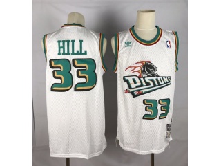 Detroit Pistons 33 Grant Hill Throwback Basketball Jersey White