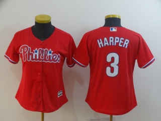 Woman Philadelphia Phillies #3 Bryce Harper Jersey Red