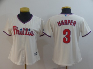Woman Philadelphia Phillies #3 Bryce Harper Jersey Gream