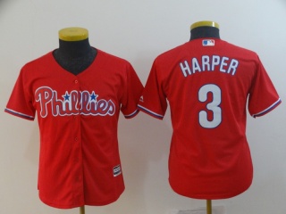Youth Philadelphia Phillies #3 Bryce Harper Jersey Red