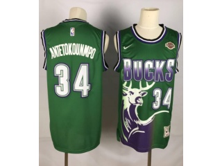 Milwaukee Bucks #34 Giannis Antetokounmpo Throwback Jersey Green