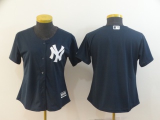 Womens New York Yankees Blank Baseball Jersey Navy Blue