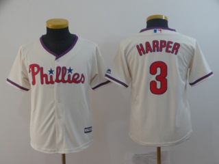 Youth Philadelphia Phillies 3 Bryce Harper Jersey Cream