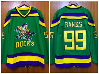 Anaheim Mighty Ducks 99 Adam Banks Movie Hockey Jersey Green